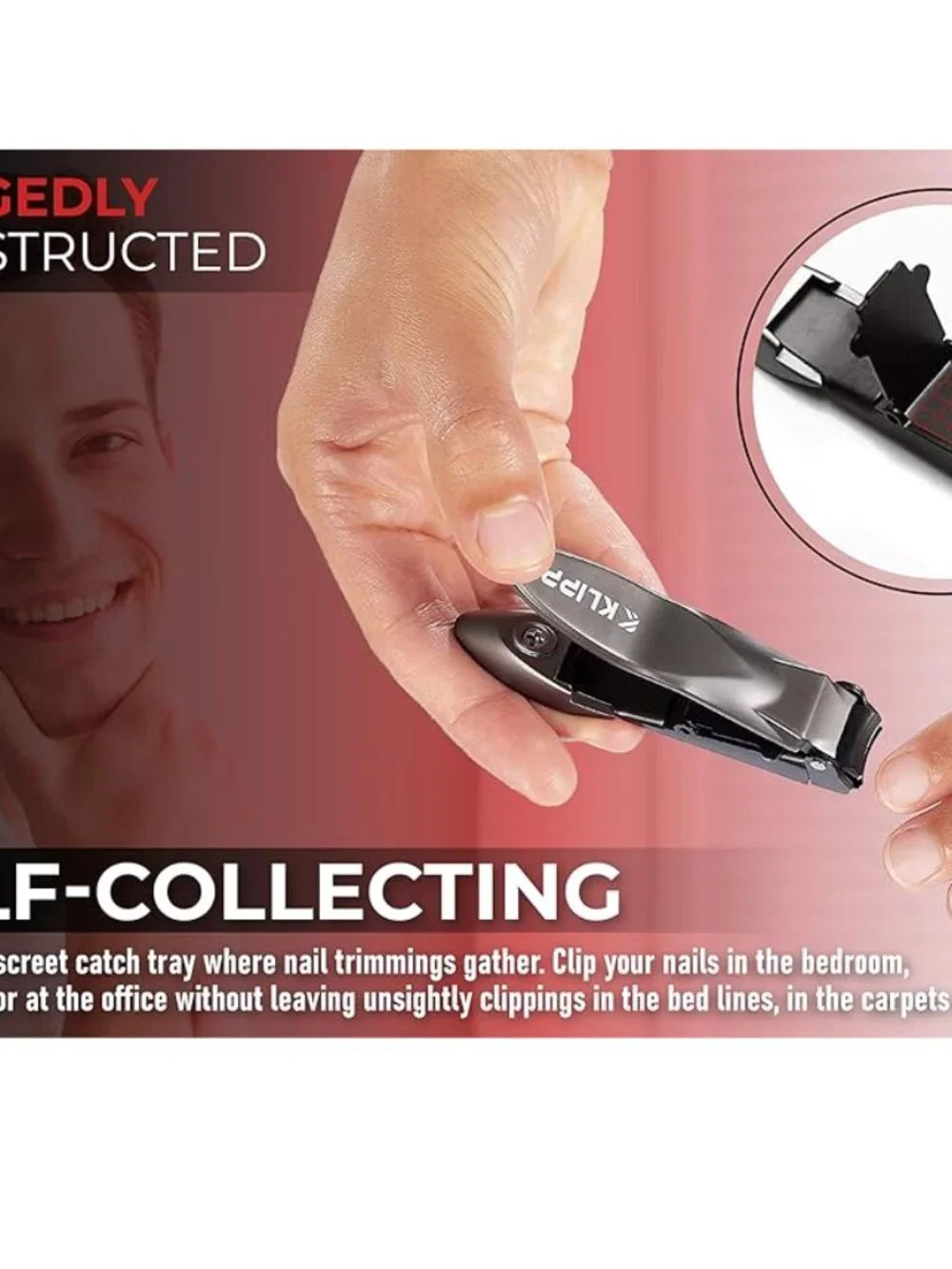 KLIPP Razor-Sharp Heavy Duty Self-Collecting Nail Cutters with Ergonomic Lever
